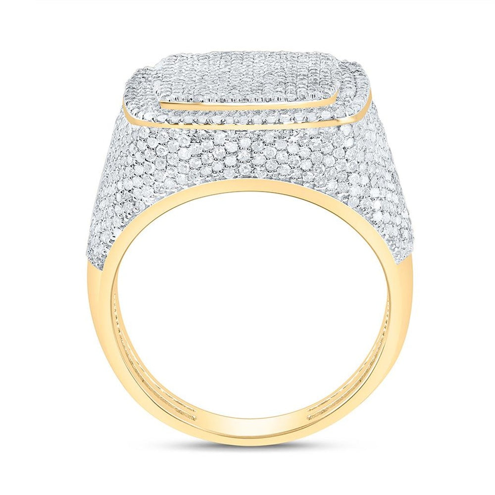 Yellow Gold Cushion Diamond Ring - 2 1/3 Carat Total Diamond Weight