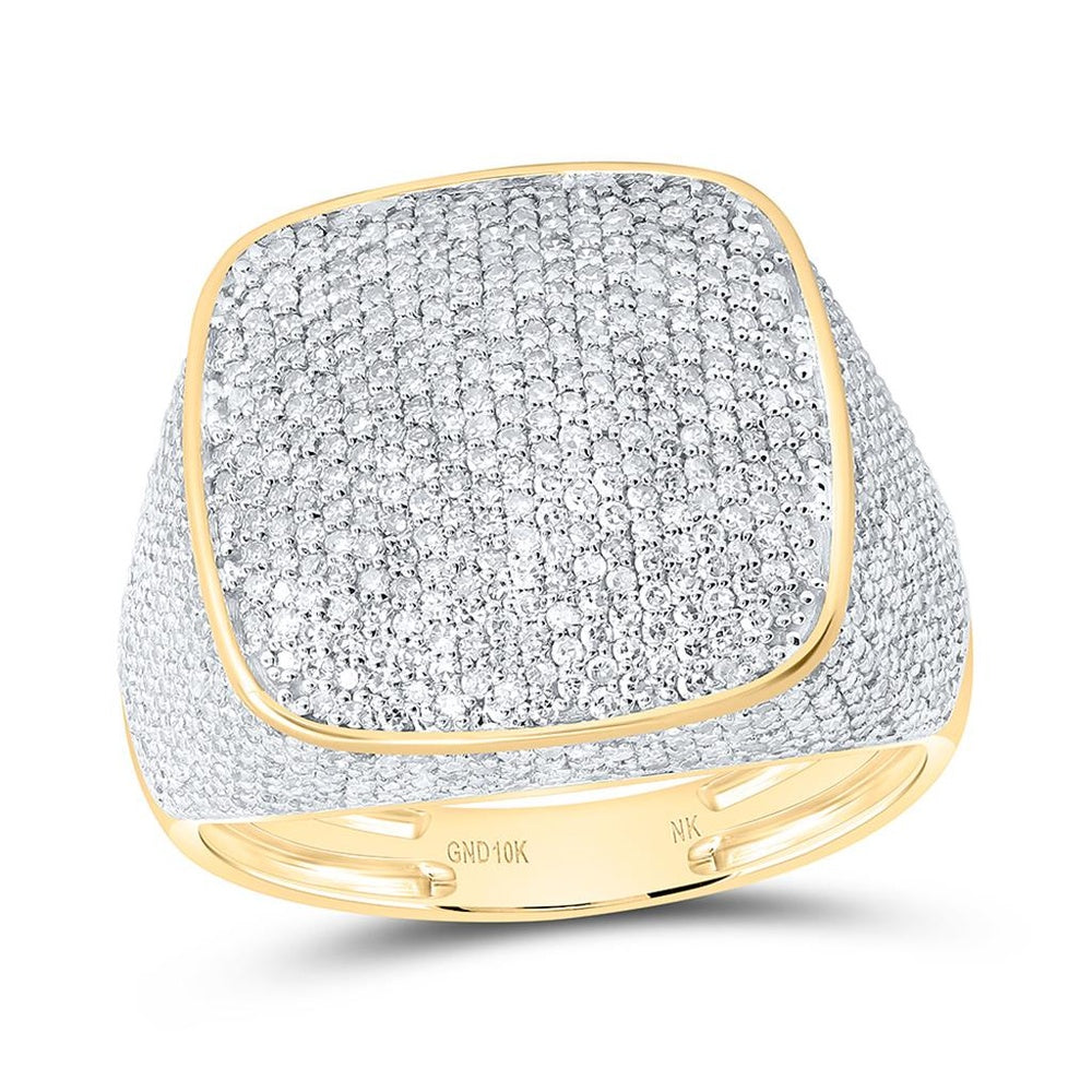 Yellow Gold Cushion Diamond Ring - 2 3/8 Carat Total Diamond Weight