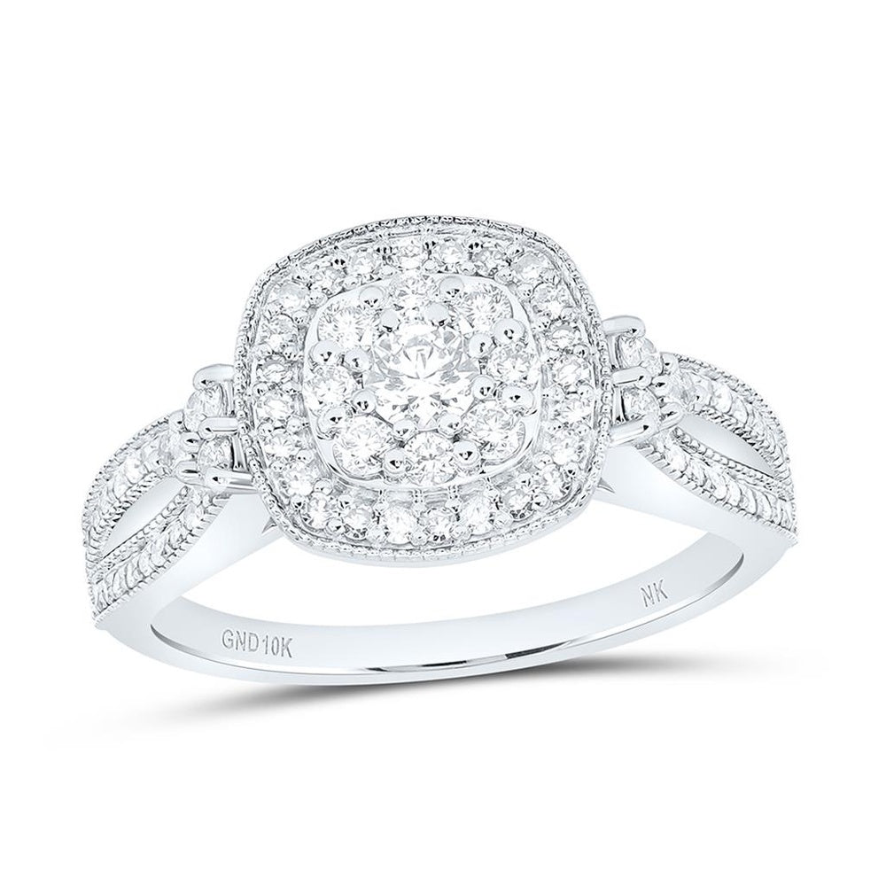 Yellow Gold Cushion Diamond Ring - 3/4 Carat Total Diamond Weight