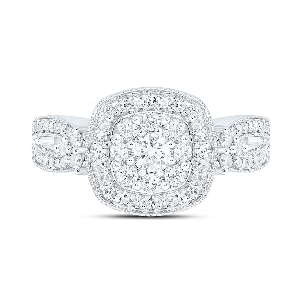 Yellow Gold Cushion Diamond Ring - 3/4 Carat Total Diamond Weight
