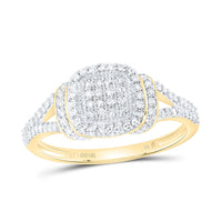 Yellow Gold Cushion Diamond Ring - 3/8 Carat Total Diamond Weight
