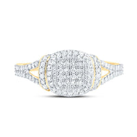 Yellow Gold Cushion Diamond Ring - 3/8 Carat Total Diamond Weight