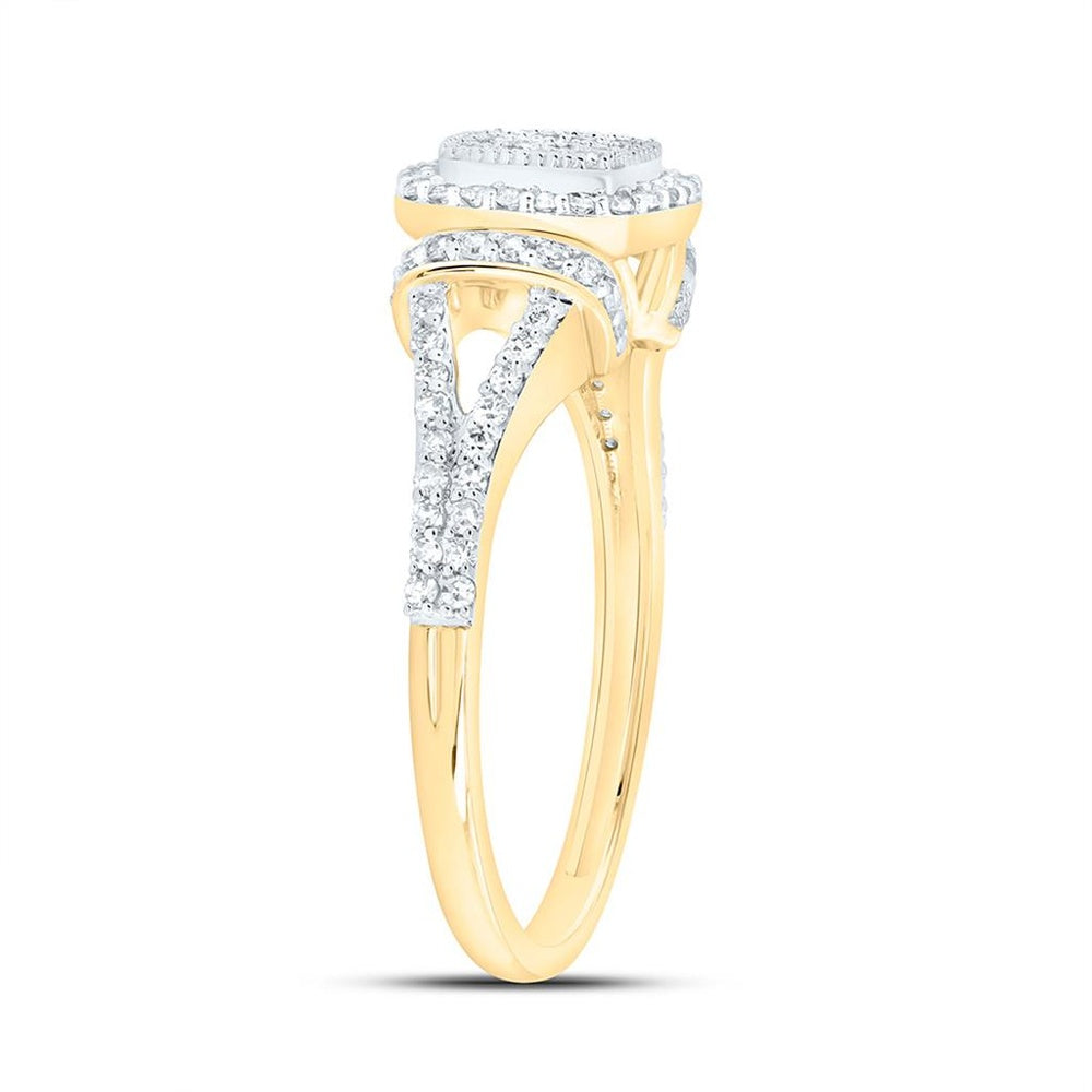Yellow Gold Cushion Diamond Ring - 3/8 Carat Total Diamond Weight