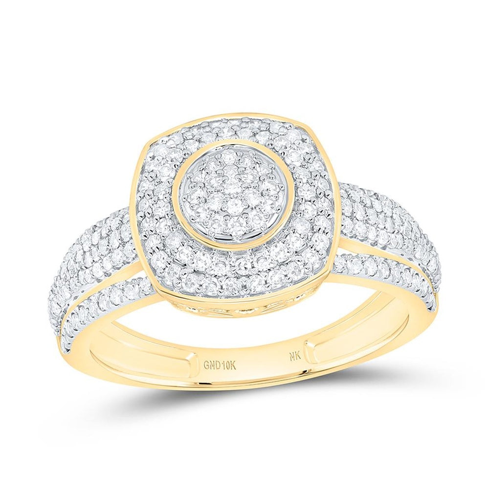Yellow Gold Cushion Diamond Ring - 5/8 Carat Total Diamond Weight