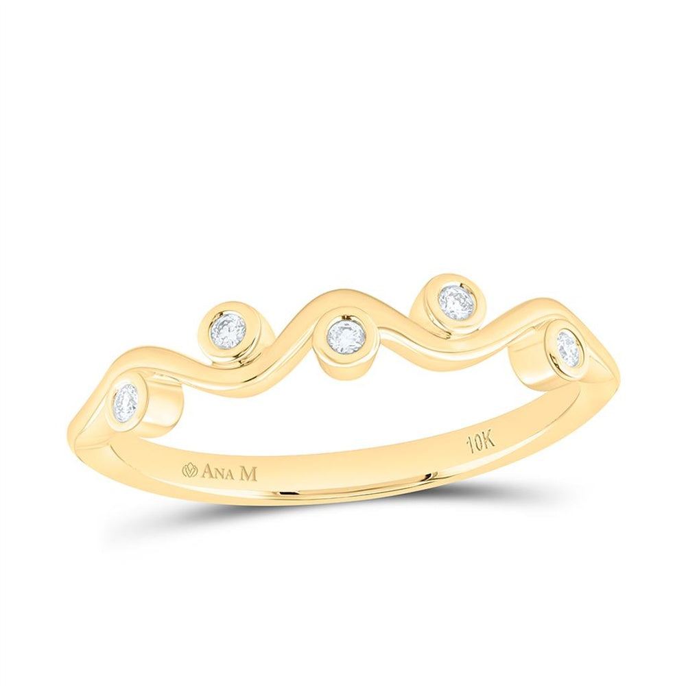 Yellow Gold Diamond Band Ring - 1/10 Carat Total Diamond Weight