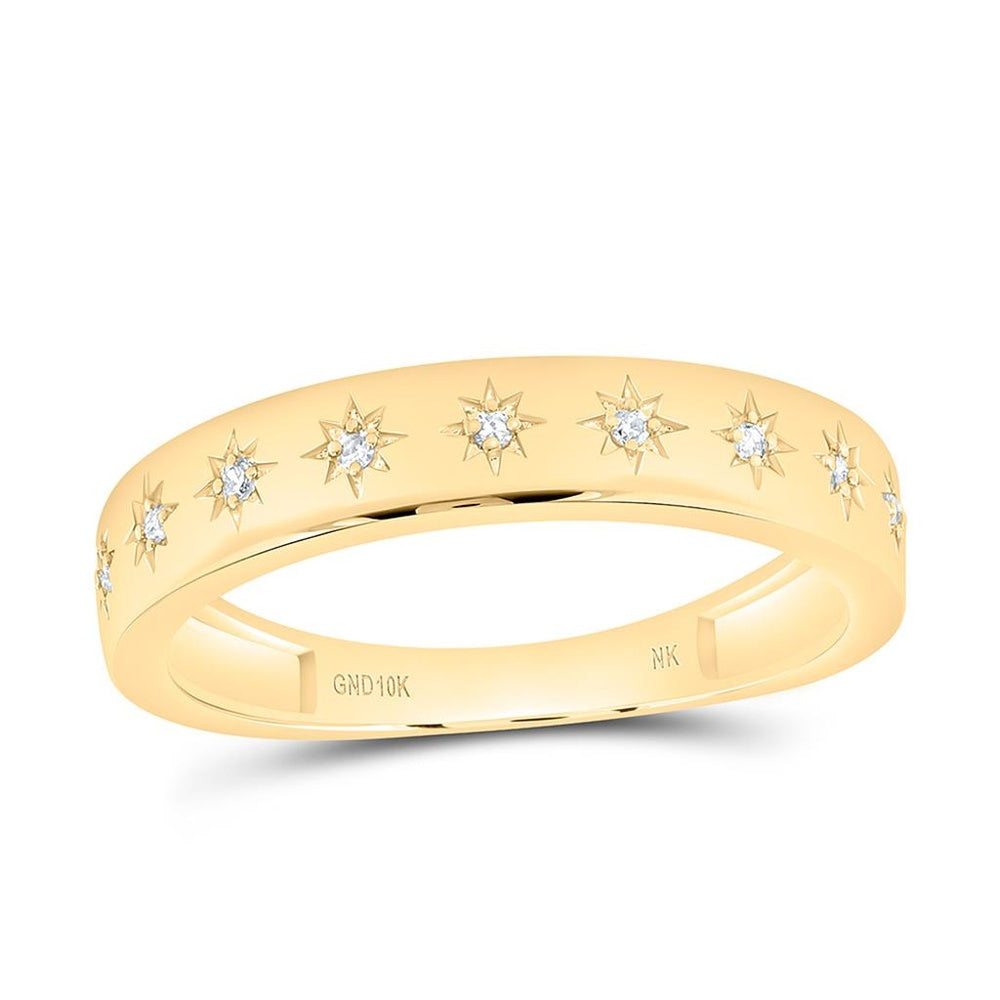 Yellow Gold Diamond Band Ring - 1/20 Carat Total Diamond Weight