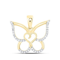 Yellow Gold Diamond Butterfly Pendant - 1/6 Carat Total Diamond Weight