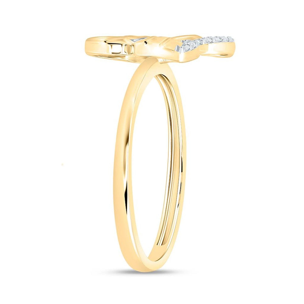 Yellow Gold Diamond Butterfly Ring - 1/10 Carat Total Diamond Weight