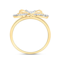 Yellow Gold Diamond Butterfly Ring - 1/10 Carat Total Diamond Weight
