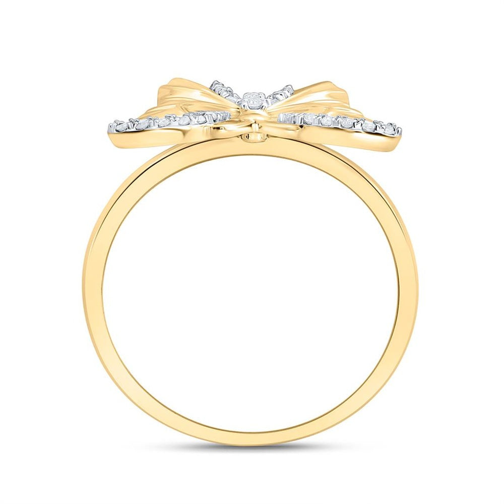Yellow Gold Diamond Butterfly Ring - 1/10 Carat Total Diamond Weight