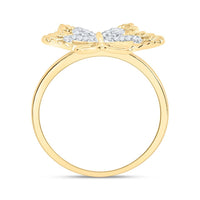Yellow Gold Diamond Butterfly Ring - 1/10 Carat Total Diamond Weight