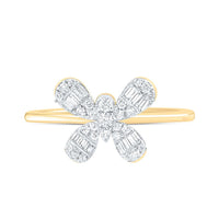 Yellow Gold Diamond Butterfly Ring - 1/3 Carat Total Diamond Weight