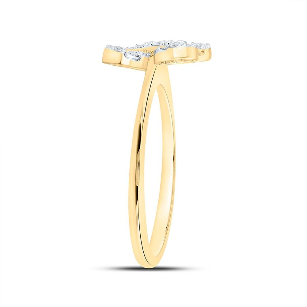 Yellow Gold Diamond Butterfly Ring - 1/3 Carat Total Diamond Weight