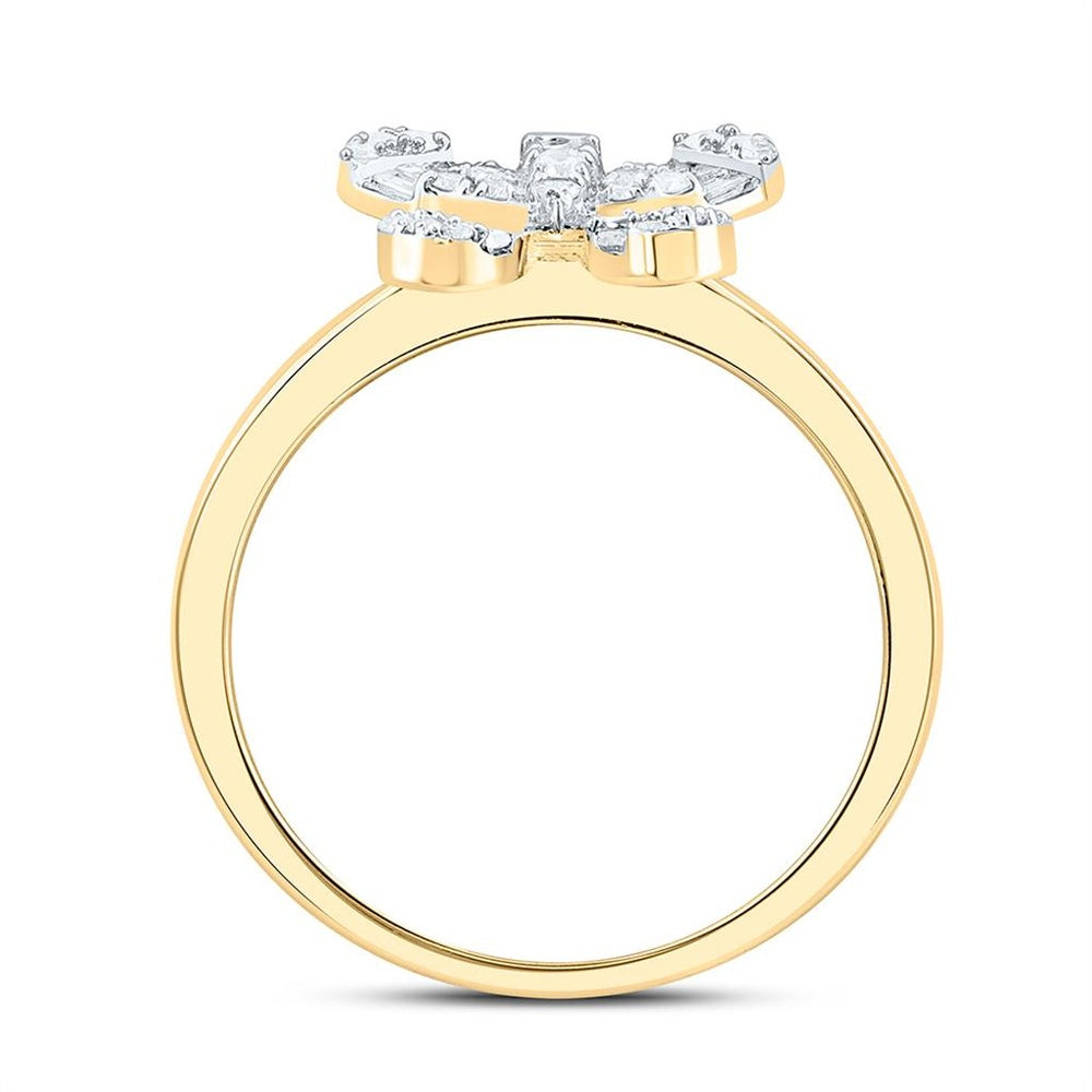 Yellow Gold Diamond Butterfly Ring - 1/3 Carat Total Diamond Weight