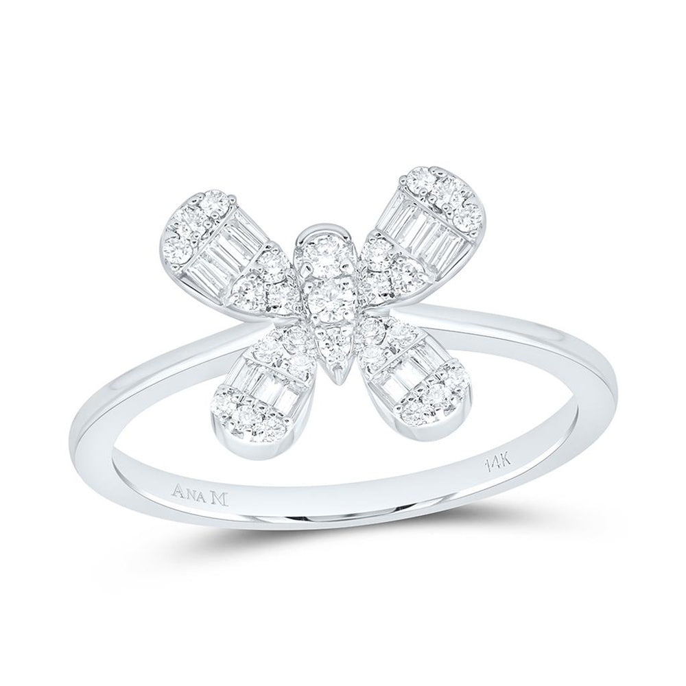 Yellow Gold Diamond Butterfly Ring - 1/3 Carat Total Diamond Weight