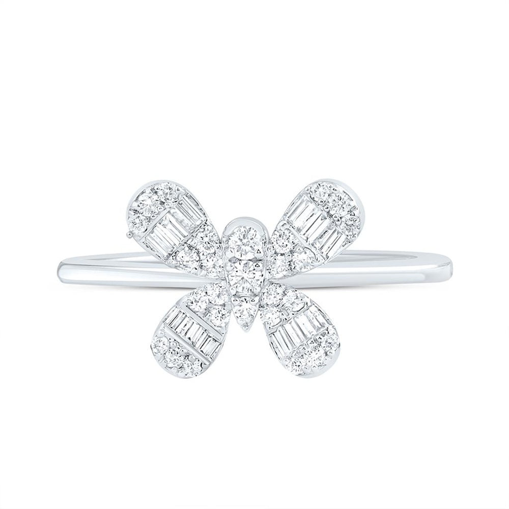 Yellow Gold Diamond Butterfly Ring - 1/3 Carat Total Diamond Weight