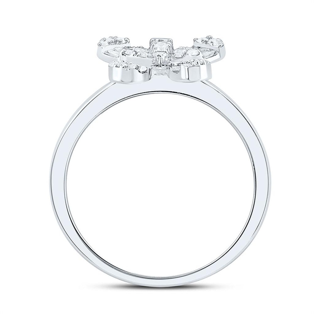Yellow Gold Diamond Butterfly Ring - 1/3 Carat Total Diamond Weight
