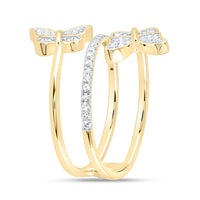 Yellow Gold Diamond Butterfly Ring - 1/4 Carat Total Diamond Weight