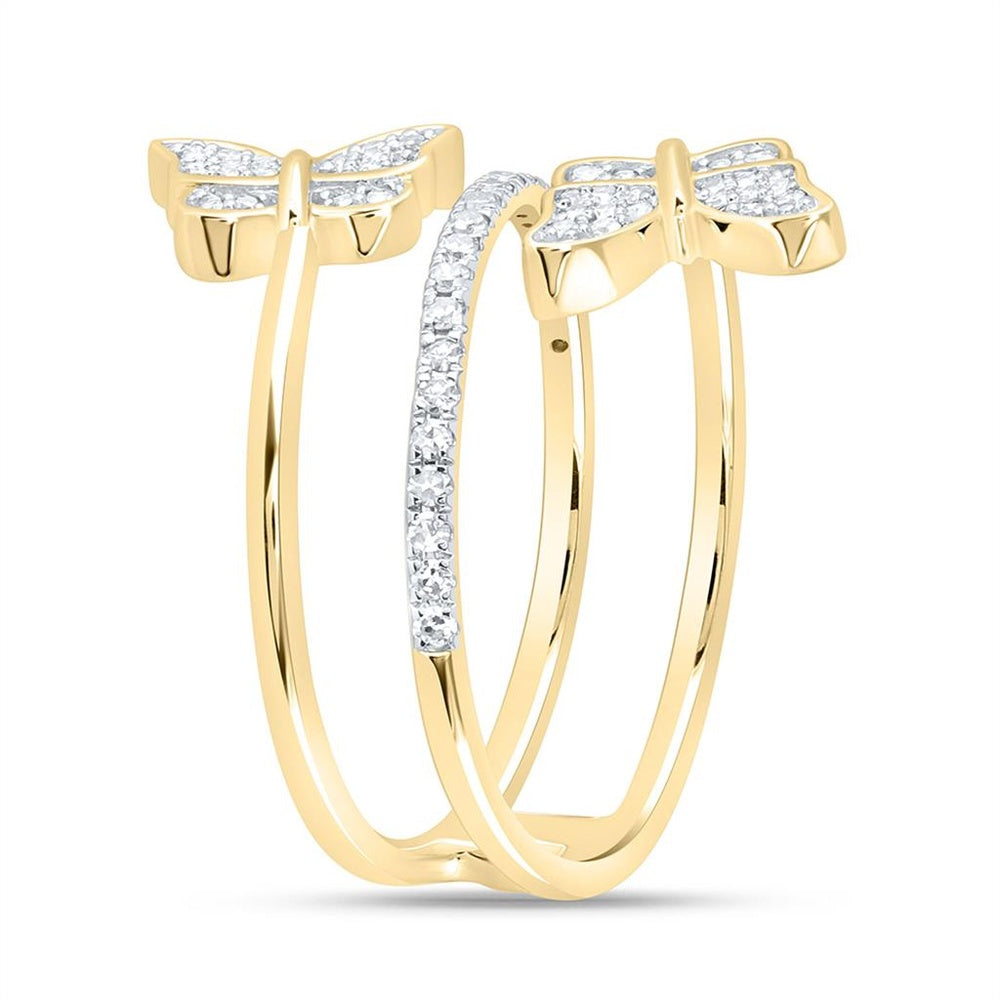 Yellow Gold Diamond Butterfly Ring - 1/4 Carat Total Diamond Weight