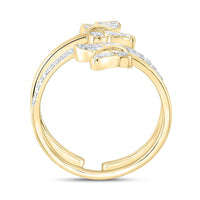 Yellow Gold Diamond Butterfly Ring - 1/4 Carat Total Diamond Weight