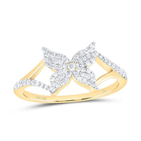 Yellow Gold Diamond Butterfly Ring - 1/4 Carat Total Diamond Weight