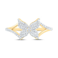 Yellow Gold Diamond Butterfly Ring - 1/4 Carat Total Diamond Weight