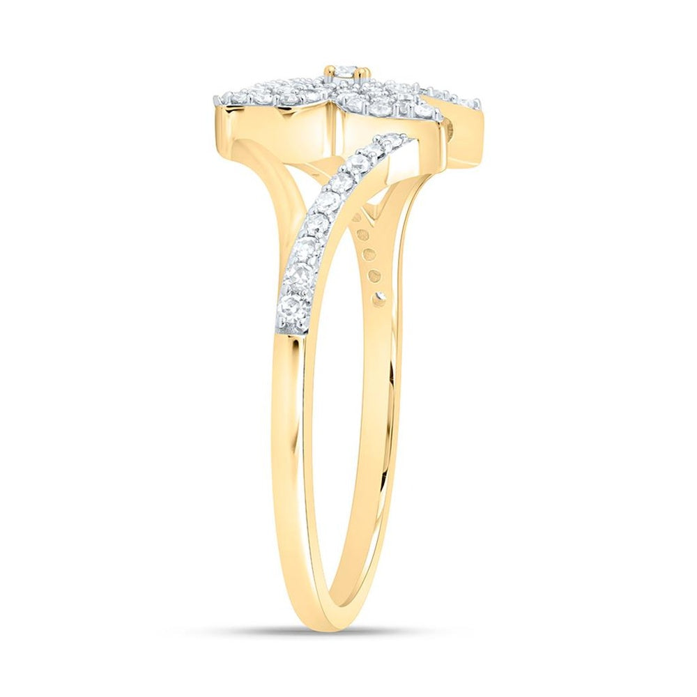 Yellow Gold Diamond Butterfly Ring - 1/4 Carat Total Diamond Weight