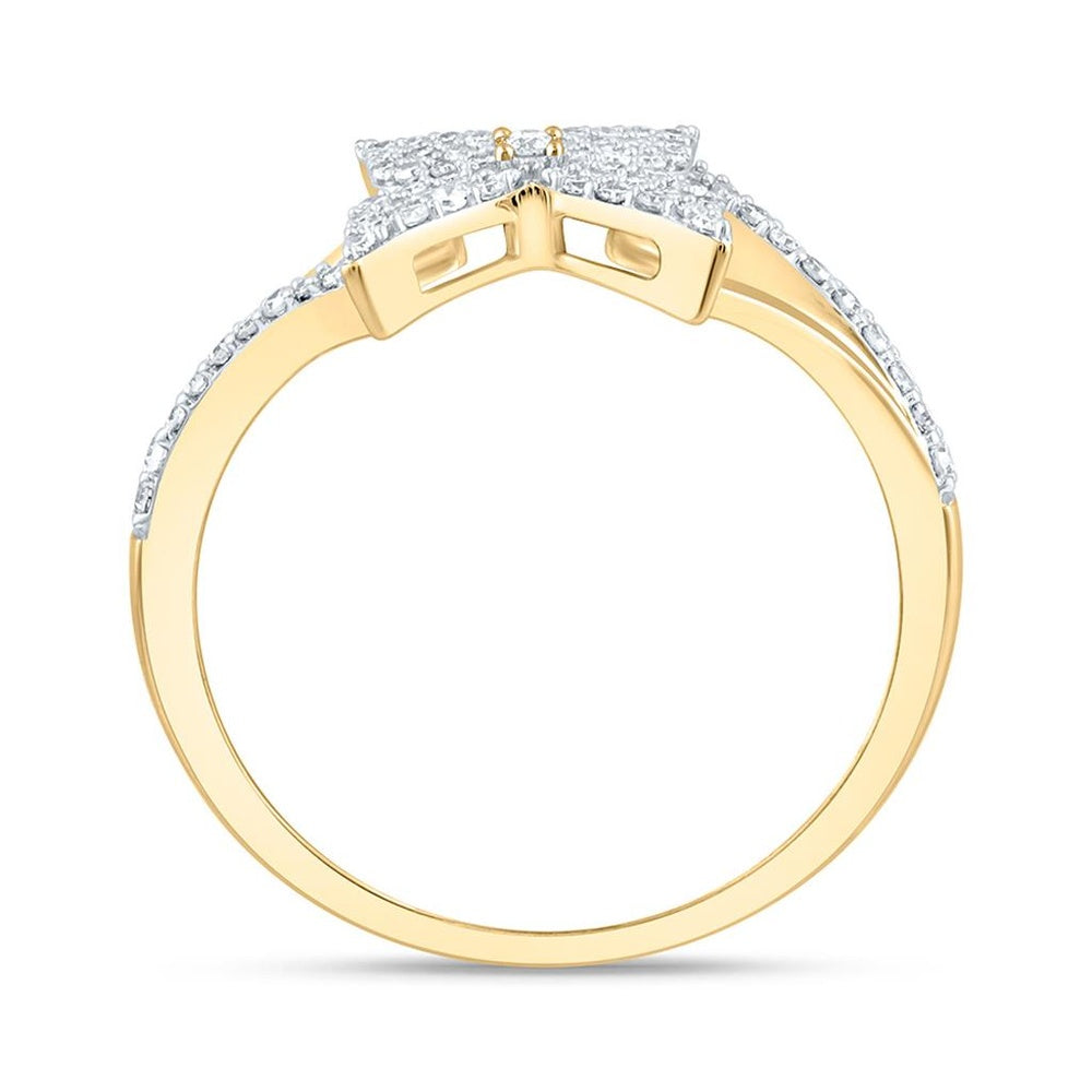 Yellow Gold Diamond Butterfly Ring - 1/4 Carat Total Diamond Weight