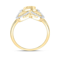 Yellow Gold Diamond Butterfly Ring - 1/6 Carat Total Diamond Weight