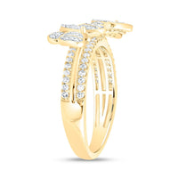 Yellow Gold Diamond Butterfly Ring - 3/8 Carat Total Diamond Weight