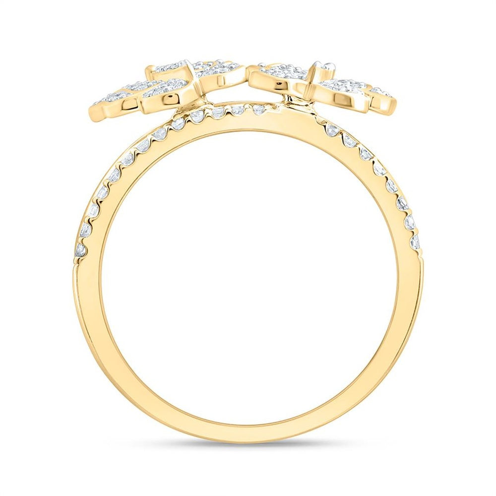 Yellow Gold Diamond Butterfly Ring - 3/8 Carat Total Diamond Weight