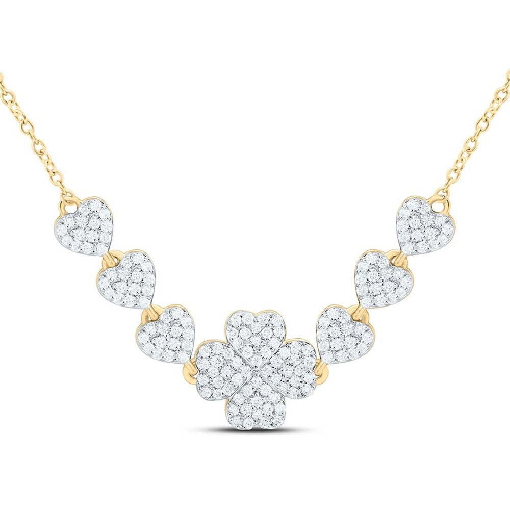 Yellow Gold Diamond Clover 18-Inch Necklace - 1/2 Carat Total Diamond Weight