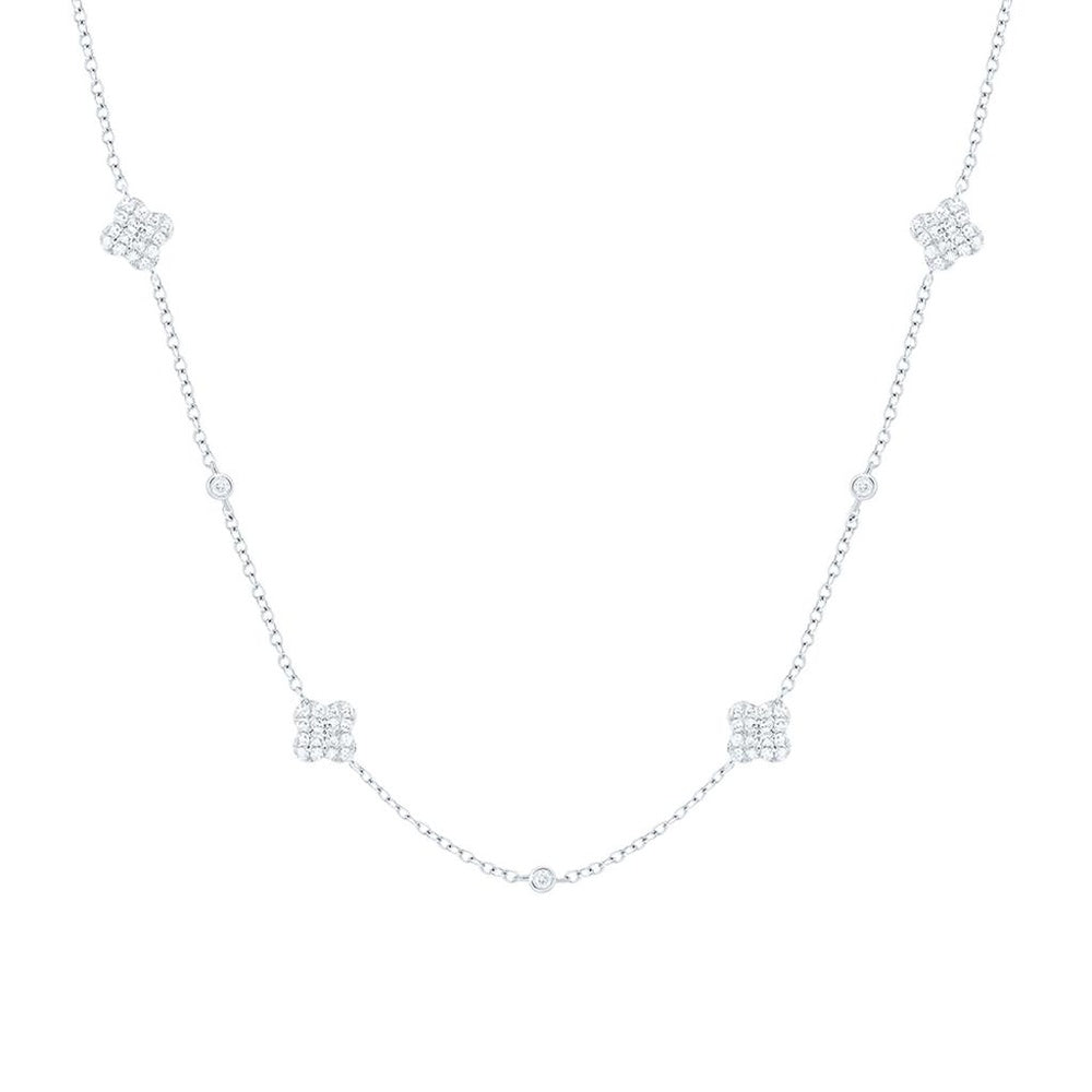 Yellow Gold Diamond Clover 18-Inch Necklace - 1/3 Carat Total Diamond Weight