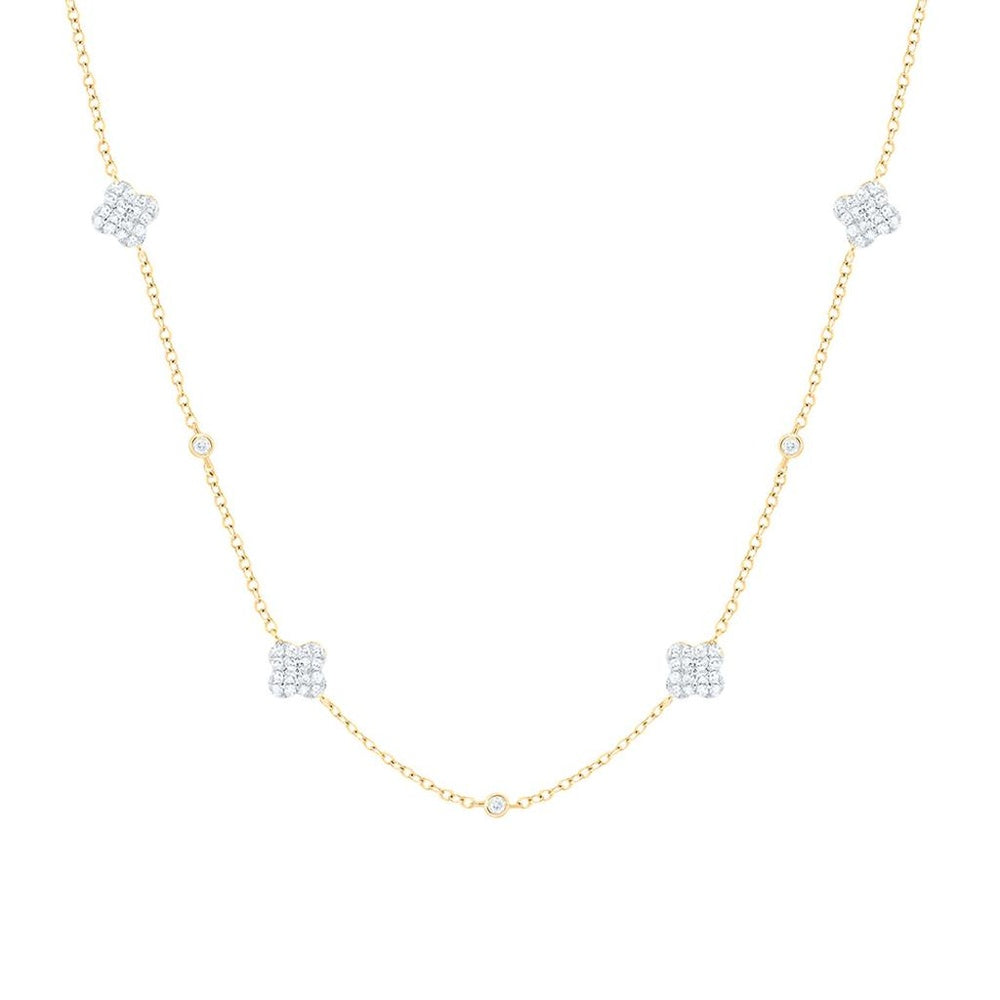 Yellow Gold Diamond Clover 18-Inch Necklace - 1/3 Carat Total Diamond Weight
