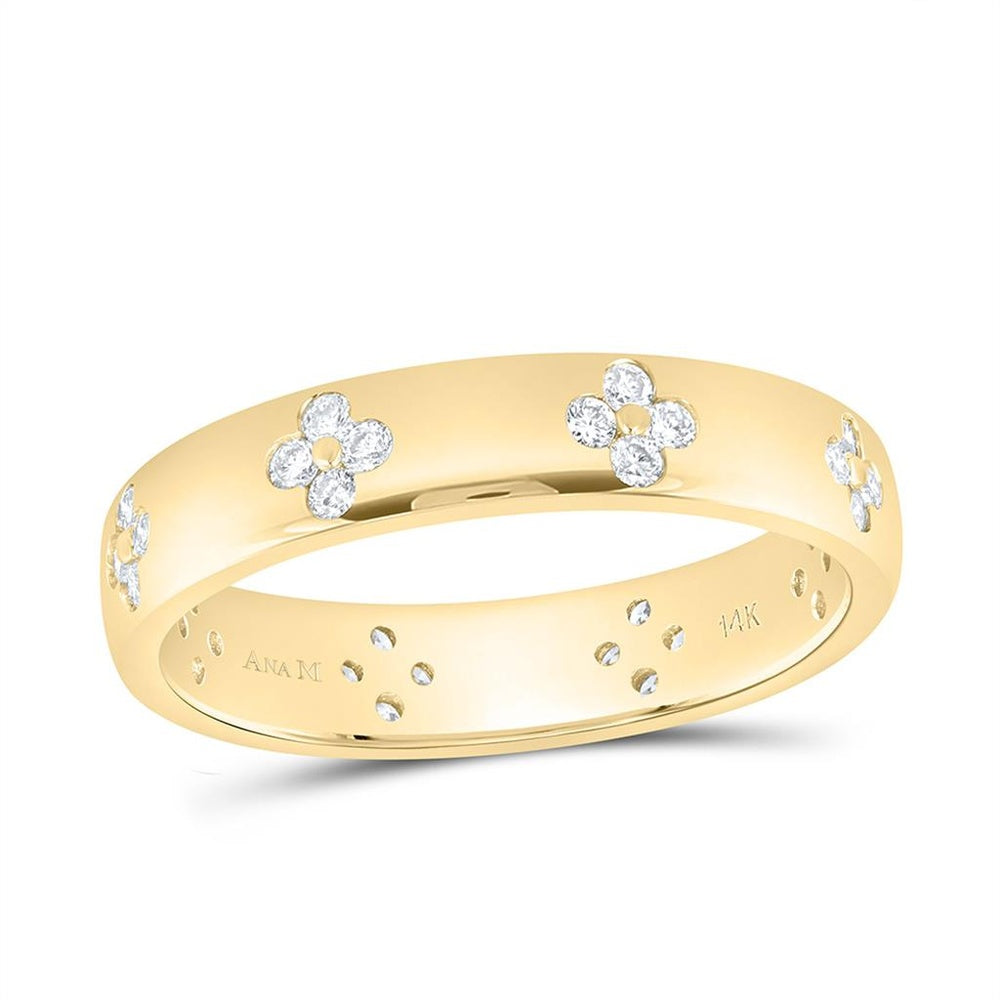 Yellow Gold Diamond Clover Ring - 1/3 Carat Total Diamond Weight