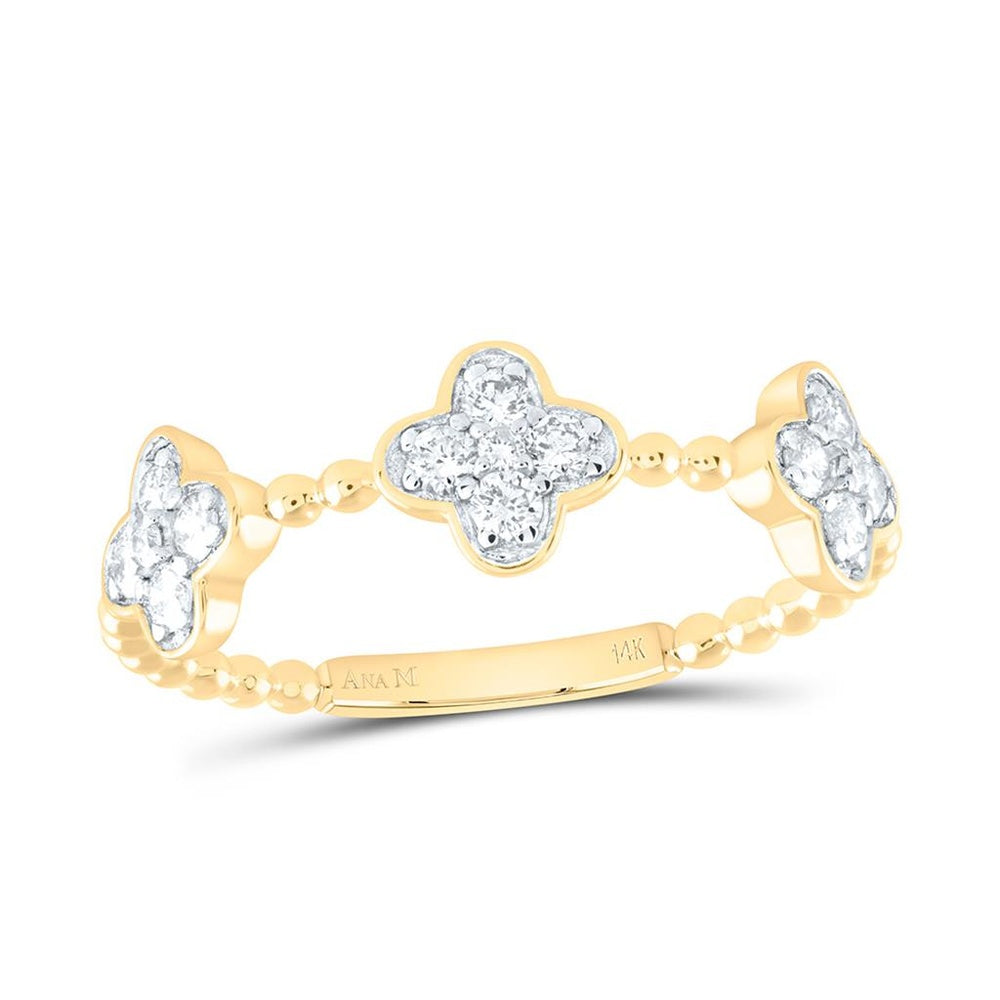 Yellow Gold Diamond Clover Ring - 1/4 Carat Total Diamond Weight