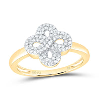 Yellow Gold Diamond Clover Ring - 1/4 Carat Total Diamond Weight