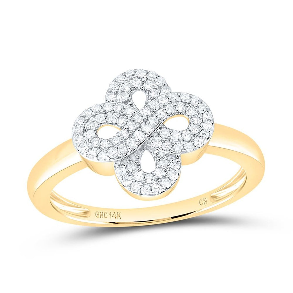Yellow Gold Diamond Clover Ring - 1/4 Carat Total Diamond Weight