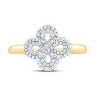 Yellow Gold Diamond Clover Ring - 1/4 Carat Total Diamond Weight