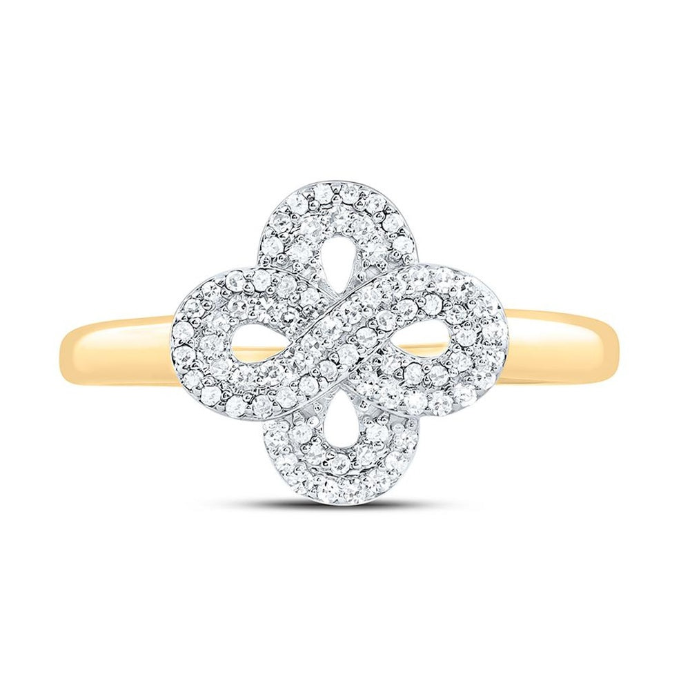 Yellow Gold Diamond Clover Ring - 1/4 Carat Total Diamond Weight