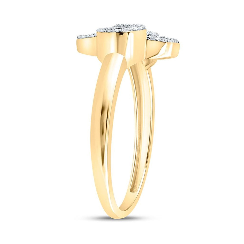 Yellow Gold Diamond Clover Ring - 1/4 Carat Total Diamond Weight