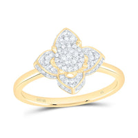 Yellow Gold Diamond Clover Ring - 1/4 Carat Total Diamond Weight