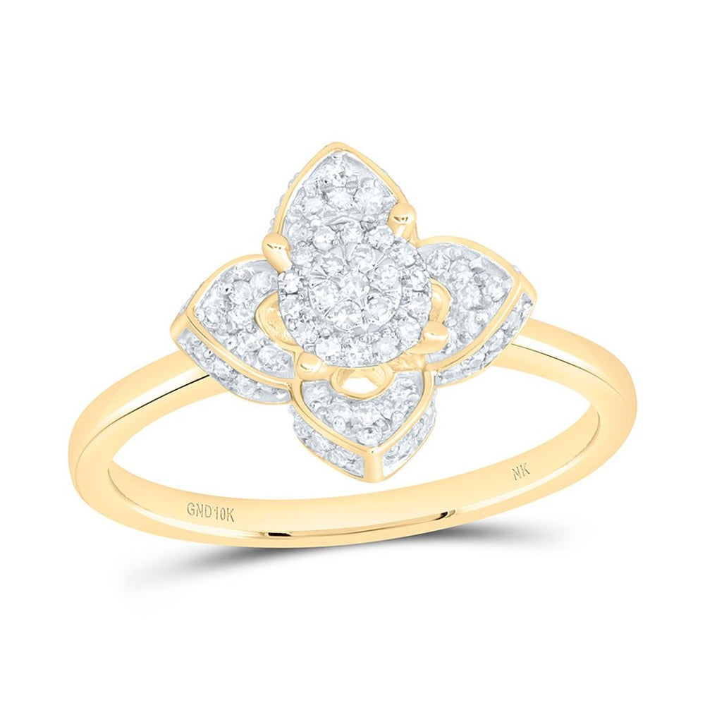 Yellow Gold Diamond Clover Ring - 1/4 Carat Total Diamond Weight
