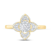 Yellow Gold Diamond Clover Ring - 1/4 Carat Total Diamond Weight