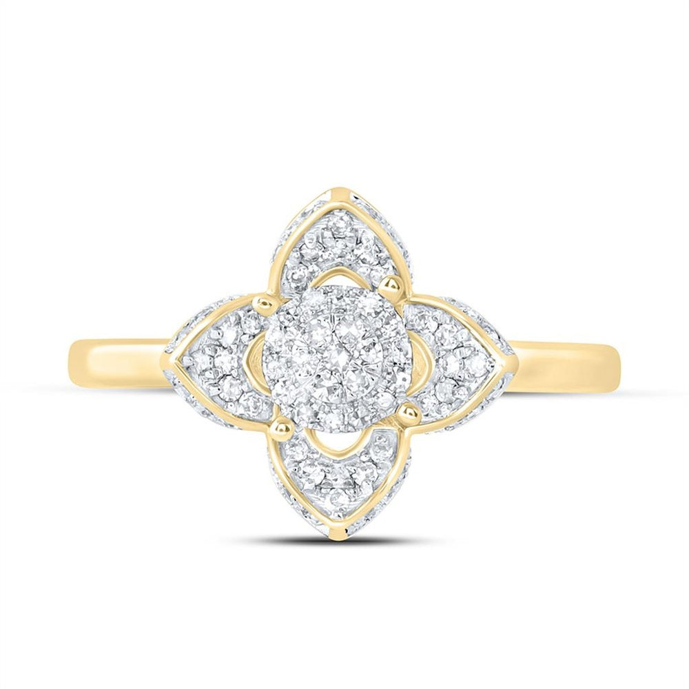 Yellow Gold Diamond Clover Ring - 1/4 Carat Total Diamond Weight