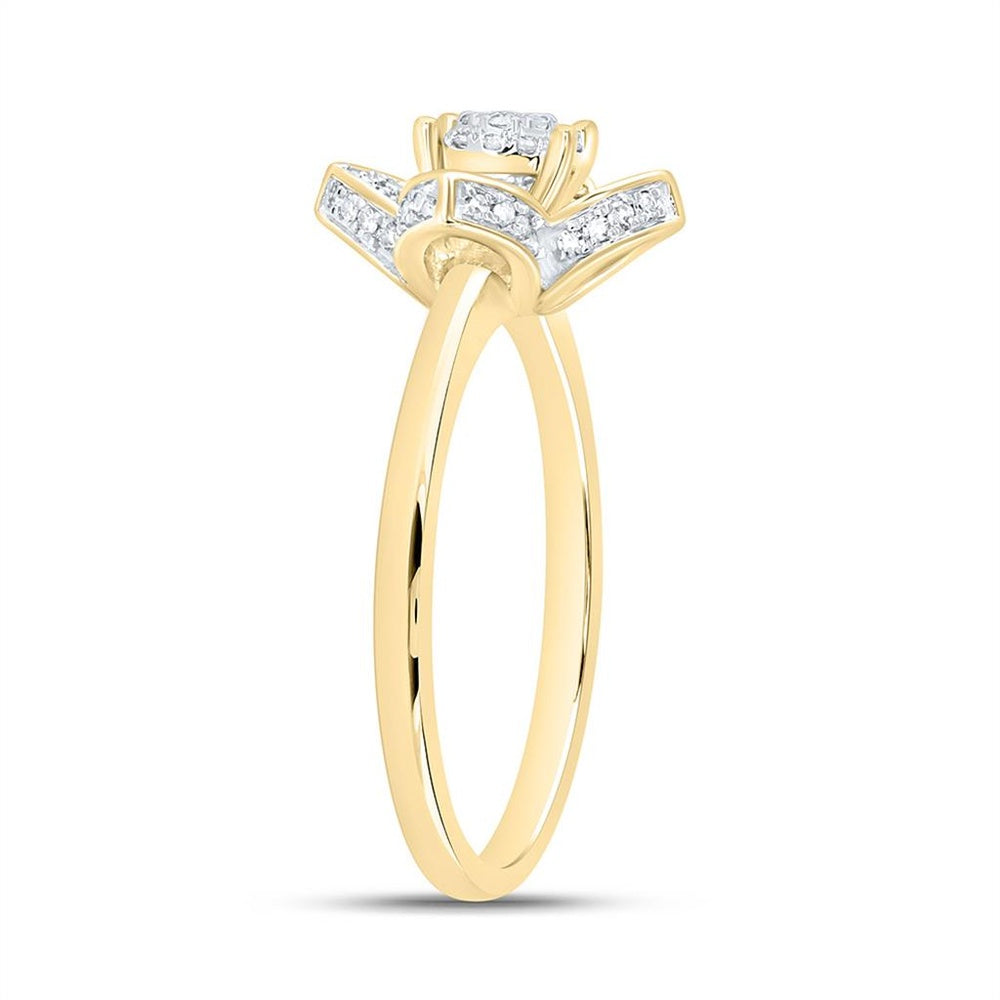 Yellow Gold Diamond Clover Ring - 1/4 Carat Total Diamond Weight