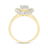 Yellow Gold Diamond Clover Ring - 1/4 Carat Total Diamond Weight