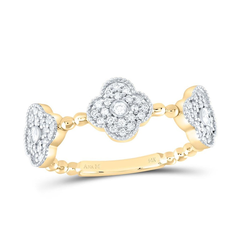 Yellow Gold Diamond Clover Ring - 1/5 Carat Total Diamond Weight