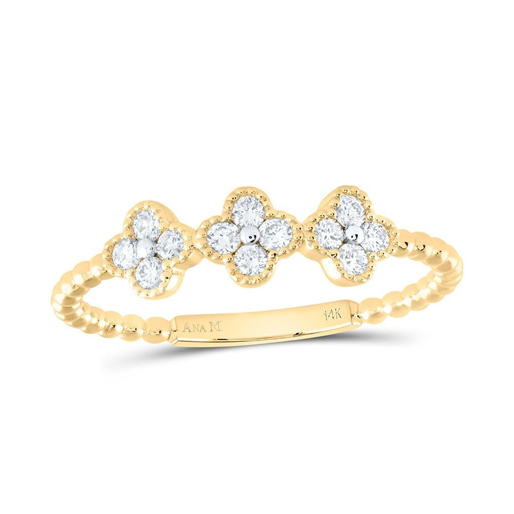 Yellow Gold Diamond Clover Ring - 1/5 Carat Total Diamond Weight