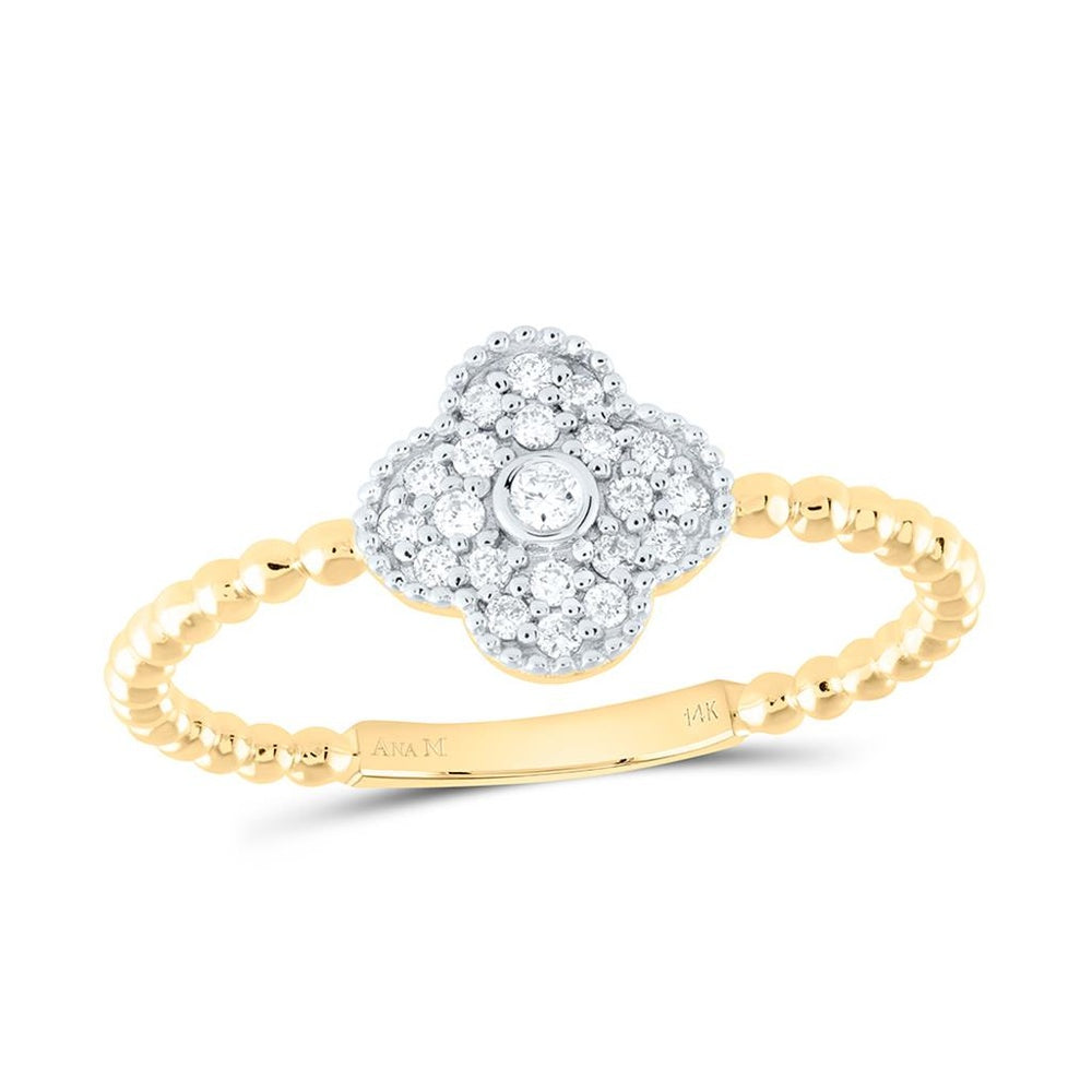 Yellow Gold Diamond Clover Ring - 1/8 Carat Total Diamond Weight